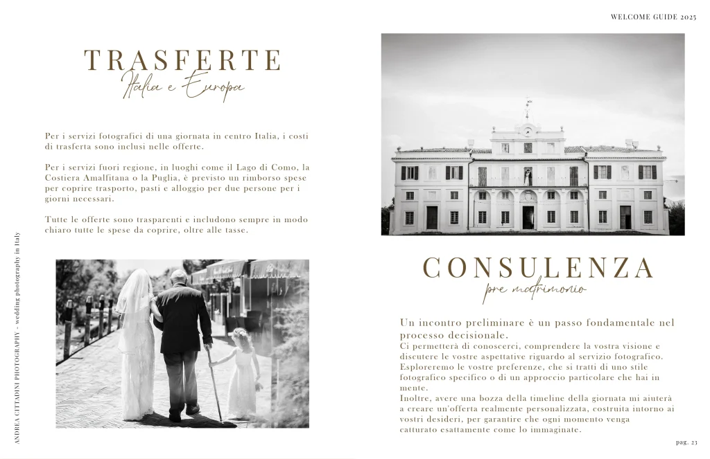 Wedding welcme guide 2025 italiano