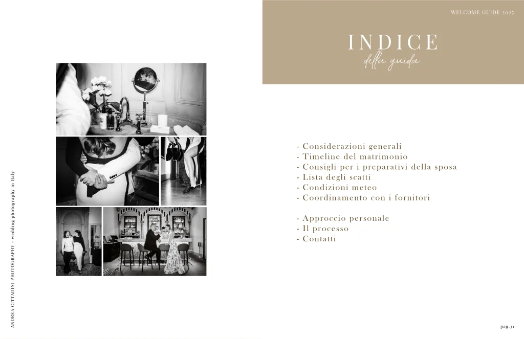 Wedding welcme guide 2025 italiano