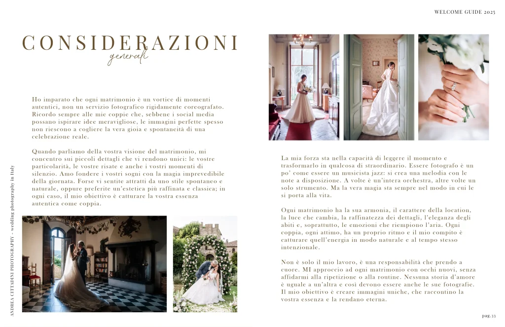 Wedding welcme guide 2025 italiano
