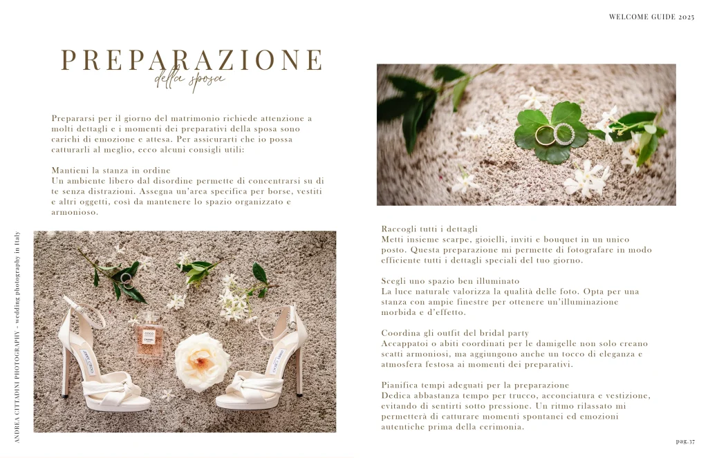 Wedding welcme guide 2025 italiano