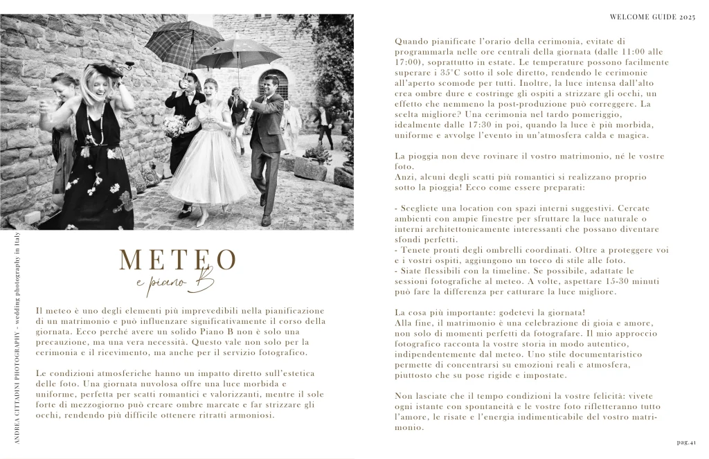 Wedding welcme guide 2025 italiano