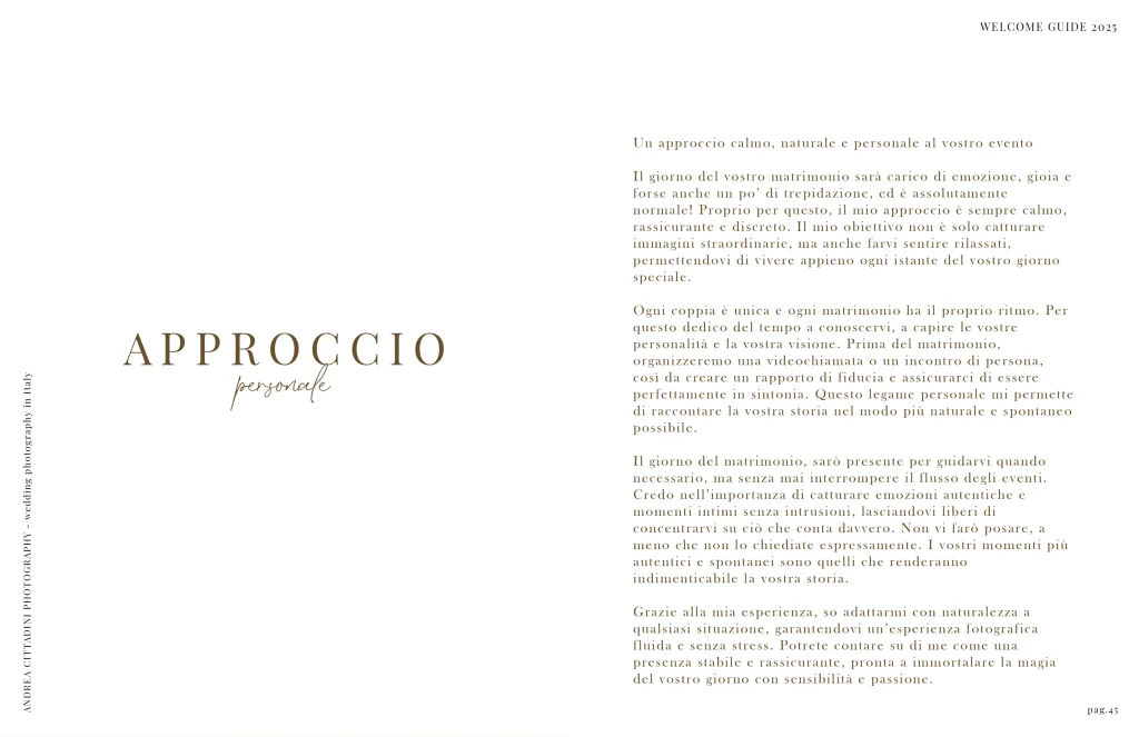 Wedding welcme guide 2025 italiano